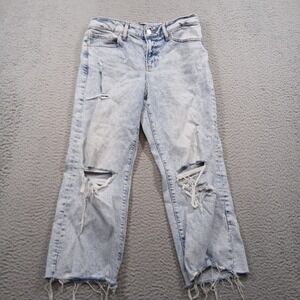 Express 90s Ankle Boot Mid Rise Jeans Women 4S Acid Wash Light Blue Stretch EUC